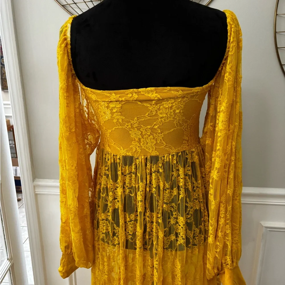 Elegant Stretchy Soft Lace Long Sleeve Maternity Photography Dress - Picture 6 of 12